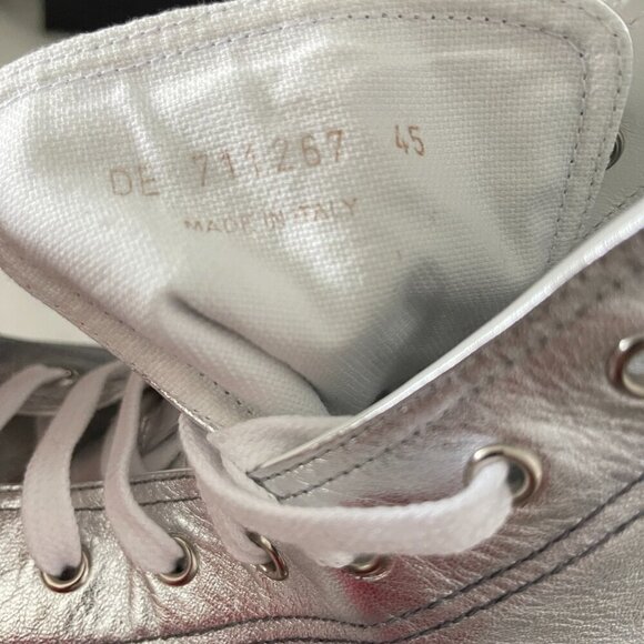 YSL Saint Laurent 711267 Metallic Silver Mens Malibu Mid-Top Sneaker Shoe, 41/45 - Picture 11 of 16